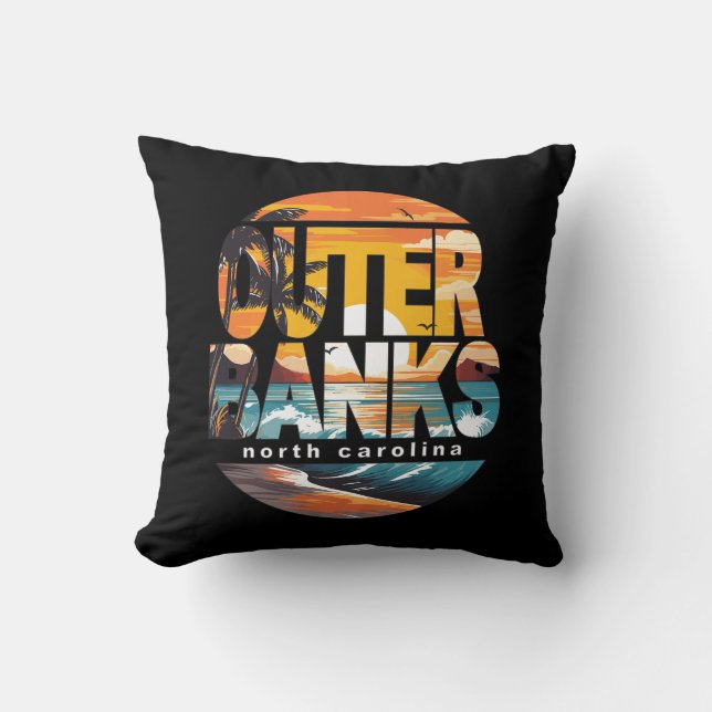 Outer Banks North Carolina Surfing  Throw Pillow (Front)
