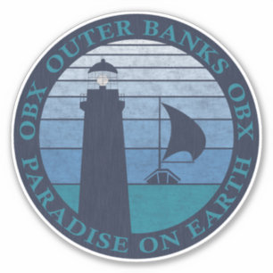 Outer Banks OBX Blue Sky Navy Aqua Vintage Sticker