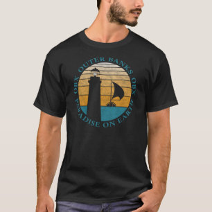 Outer Banks OBX Lighthouse Sunset Aqua Vintage T-Shirt