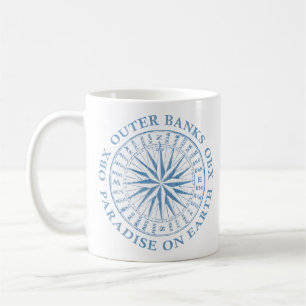 Outer Banks OBX Nautical Compass Blue Vintage Coffee Mug