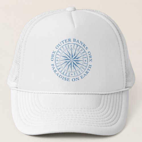 Outer Banks OBX Nautical Compass Vintage Blue Trucker Hat