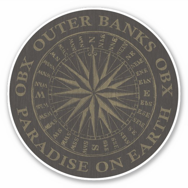Outer Banks OBX Paradise On Earth Gold Black Sticker (Front)