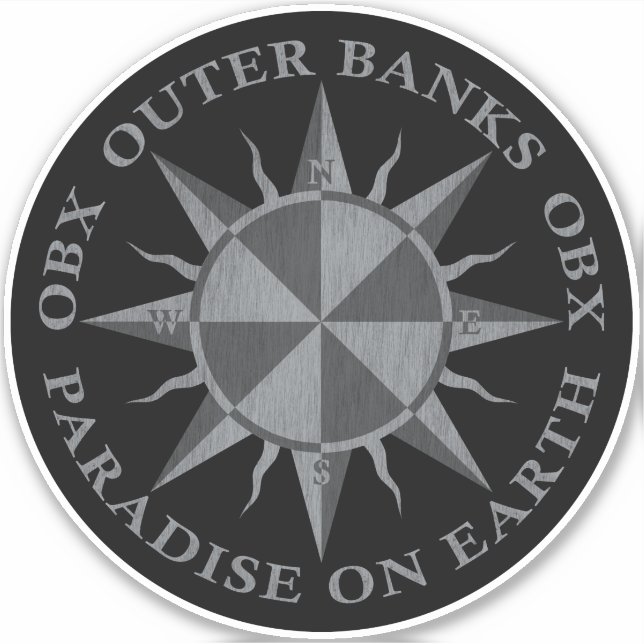 Outer Banks OBX Silver Pewter Black Vintage Sticker (Front)