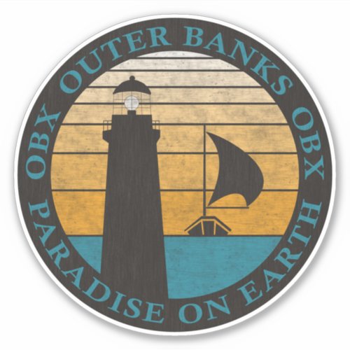 Outer Banks OBX Sunset Black Aqua Vintage Sticker