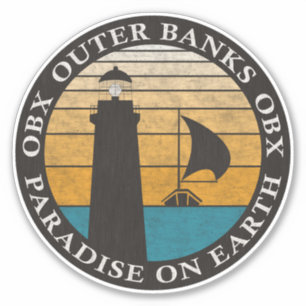 Outer Banks OBX Sunset Black Pearl White Vintage Sticker