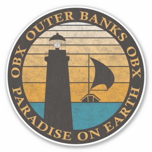 Outer Banks OBX Sunset Black Sun Gold Vintage Sticker