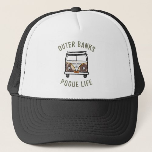 Outer Banks OBX Van Pogue Life Olive Vintage Trucker Hat
