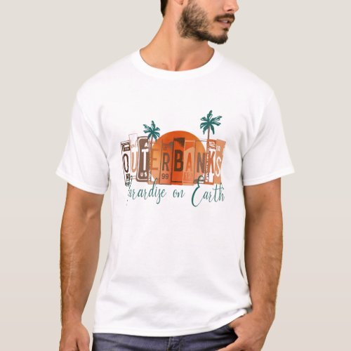 Outer Banks Paradise Vintage On NC OBX Earth Retro T_Shirt