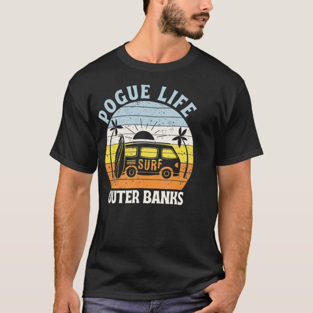Outer Banks Pogue Life  OuterBanks Surfboard Van T-Shirt (Front)