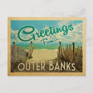 Outer Banks Postcard Beach Vintage Travel
