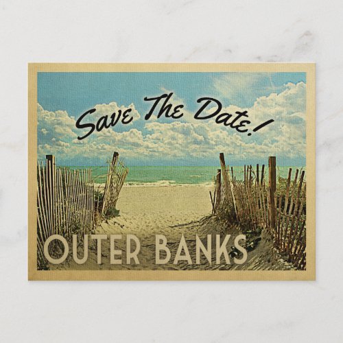 Outer Banks Save The Date Vintage Beach Nautical Announcement Postcard