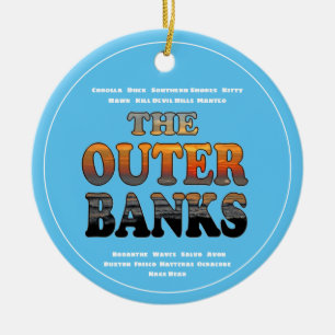 Outer Banks Sunrise Text And Towns OBX Ceramic Ornament