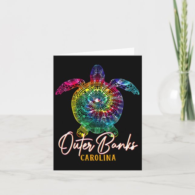 Outer Banks Tie Dye Sea Turtle Carolina Family Vac Card (Front)