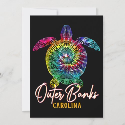 Outer Banks Tie Dye Sea Turtle Carolina Family Vac Invitation