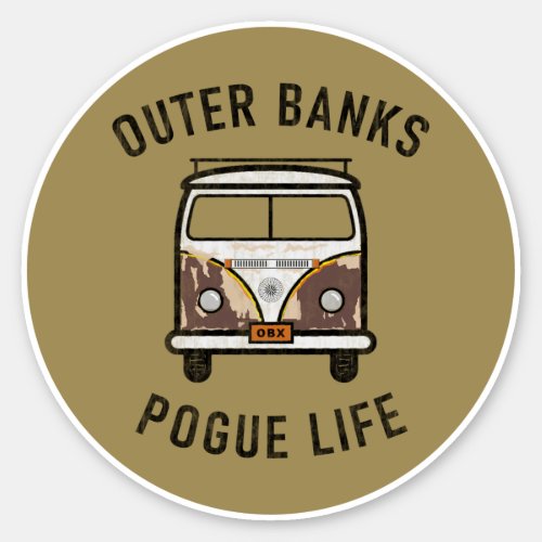 Outer Banks Van Pogue Life OBX Vintage Gold Sticker