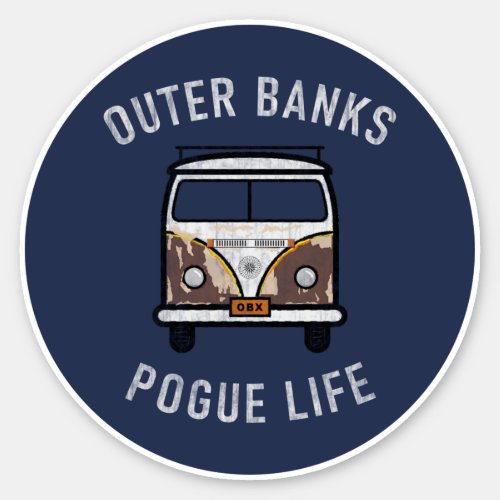 Outer Banks Van Pogue Life OBX Vintage Navy Blue Sticker