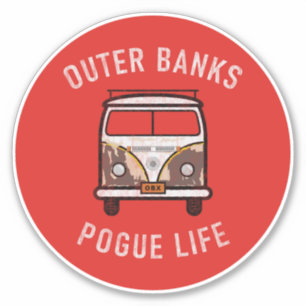 Outer Banks Van Pogue Life OBX Vintage (Red) Sticker