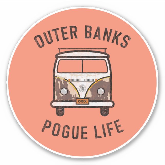 Outer Banks Van Pogue Life OBX Vintage (Salmon) Sticker (Front)