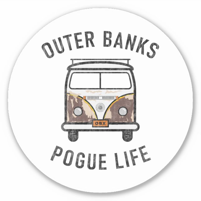 Outer Banks Van Pogue Life OBX Vintage (White) Sticker (Front)
