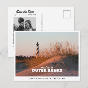 Outer Banks Wedding Save the Date Travel Retro Postcard