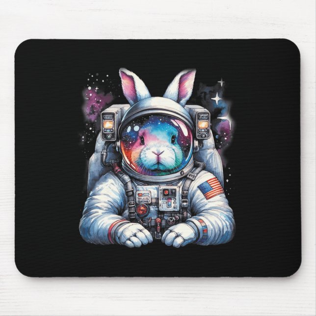 Outer Bunny Easter Day Rabbit Usa Fun Space  Mouse Pad (Front)
