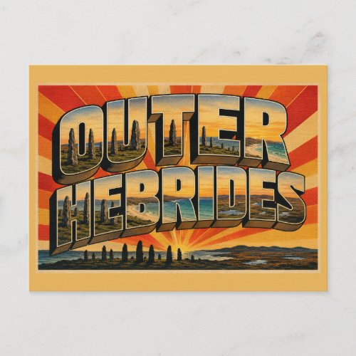 Outer Hebrides Scotland Vintage Travel Art Postcard