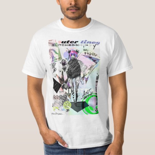 Outer Lines Glitched Abstract Artistic Tee