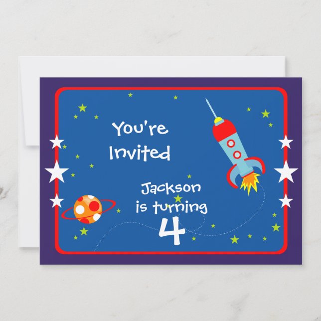 Outer Space 1 Birthday Party Invitation (Front)