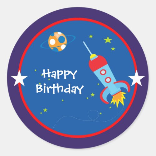 Outer Space 1 Birthday Stickers