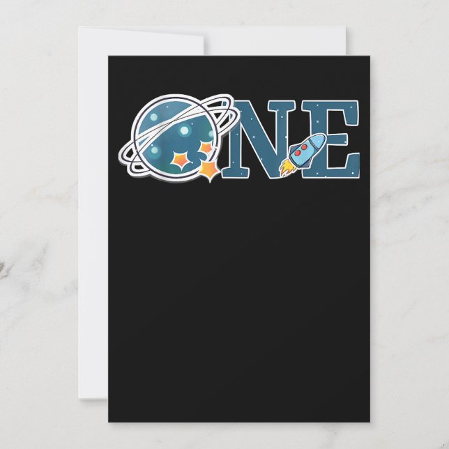 Outer Space 1 Year Old Birthday Graphic 1st Birthd Save The Date (Front)