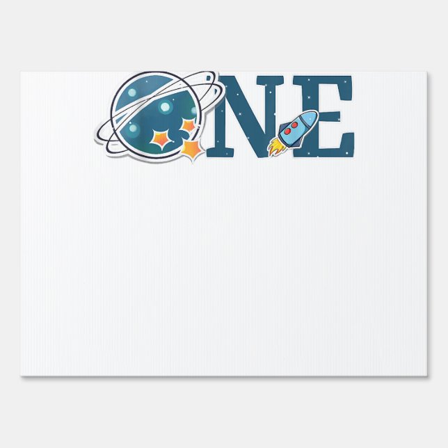 Outer Space 1 Year Old Birthday Graphic 1st Birthd Sign (Front)