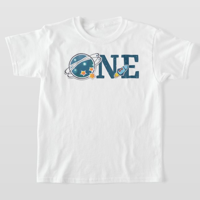 Outer Space 1 Year Old Birthday Graphic 1st Birthd T-Shirt (Laydown)
