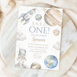 Outer Space 1st Birthday First Trip Around the Sun Invitation