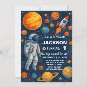 Outer Space 1st Birthday Invitation