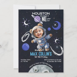 Outer Space 1st Birthday Invitation with Photo
