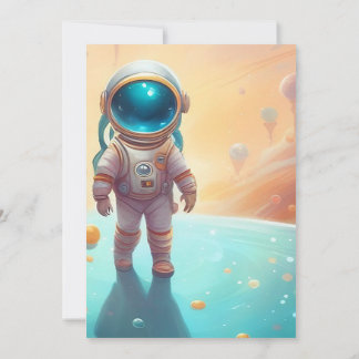Outer Space 1st Birthday Party Astronaut Rocket In Invitation