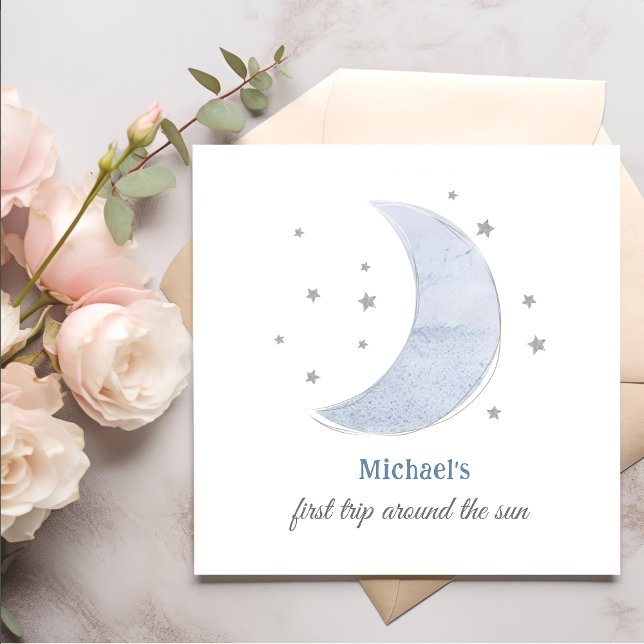 Outer Space 1st Trip Around the Sun Birthday Napkins (Creator Uploaded)