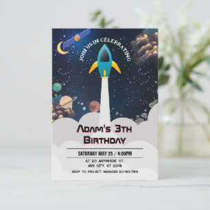 Outer Space 1th Birthday Invitation