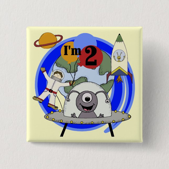 Outer Space 2nd Birthday T-shirts and Gifts Pinback Button (Front)