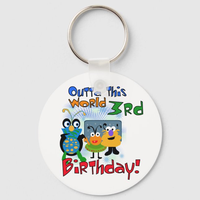 Outer Space 3rd Birthday Tshirts and Gifts Keychain (Front)