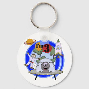 Outer Space 3rd Birthday Tshirts and Gifts Keychain