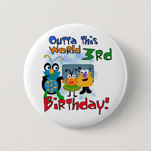 Outer Space 3rd Birthday Tshirts and Gifts Pinback Button