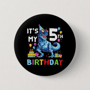 Outer Space 5 Years Old 5th Birthday Boys Planets Button