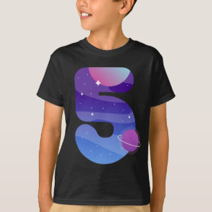 Outer Space 5 Years Old 5th Birthday Planets T-Shirt
