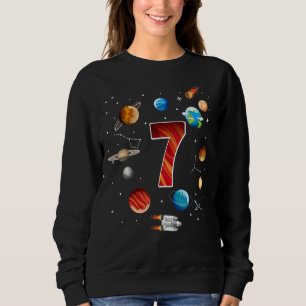 Outer Space 7 Years Old 7th Birthday Boys Planets  Sweatshirt