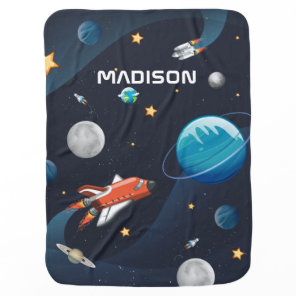 Outer Space Activity in the Galaxy Personalized Baby Blanket