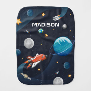 Outer Space Activity in the Galaxy Personalized  Baby Burp Cloth