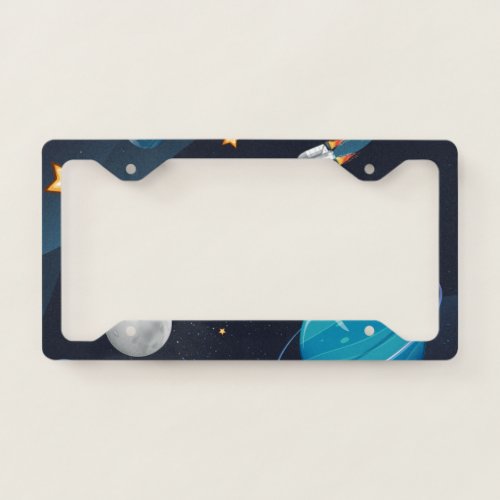 Outer Space Activity Modern License Plate Frame