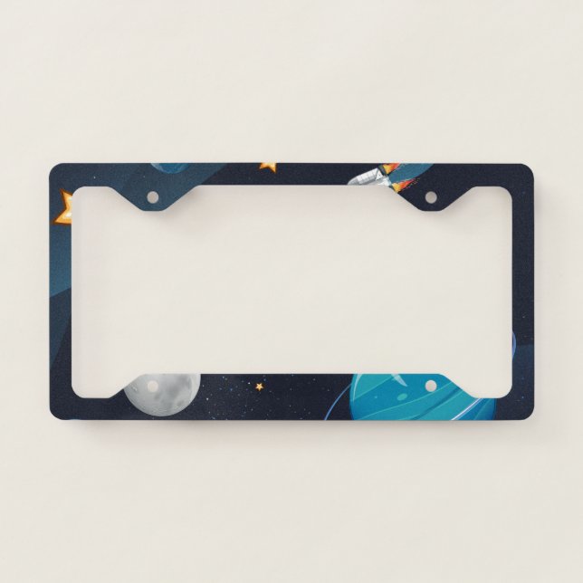 Outer Space Activity Modern License Plate Frame (Front)