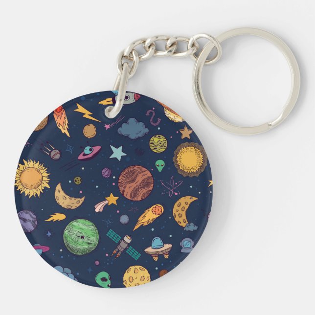 Outer Space Adventure – Fun Double-Sided  Keychain (Back)